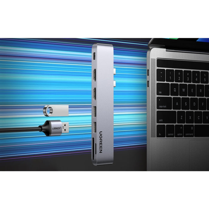Хъб 7в1 за MacBook Air/Pro UGREEN адаптер USB-C