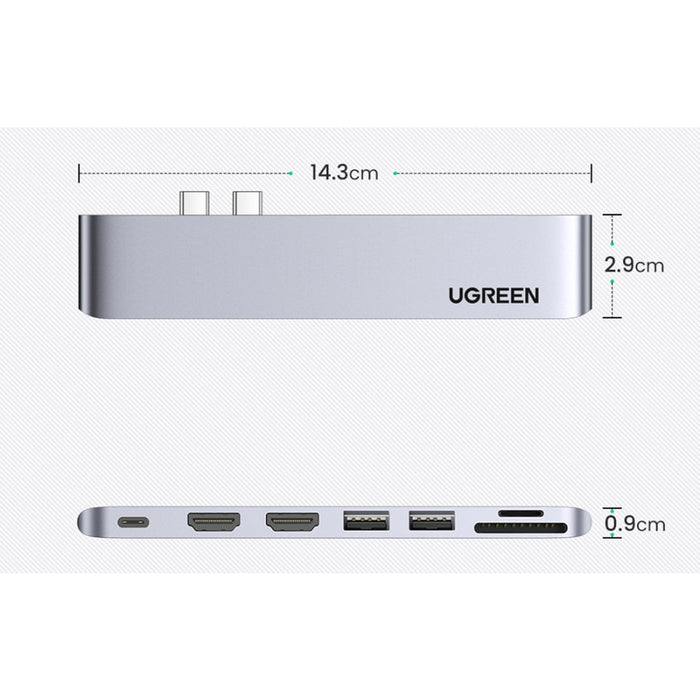 Хъб 7в1 за MacBook Air/Pro UGREEN адаптер USB-C