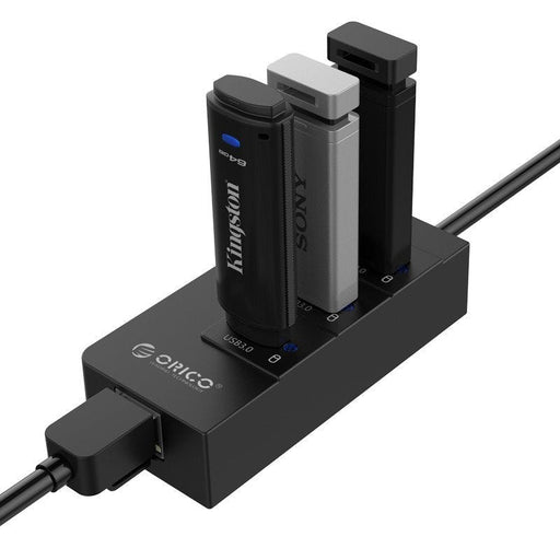 Хъб адаптер 4в1 Оrico 3xUSB 3.0+RJ45