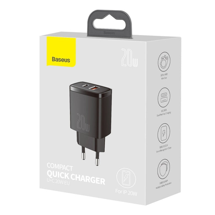 Компактно бързо зарядно устройство Baseus USB USB-C 20W