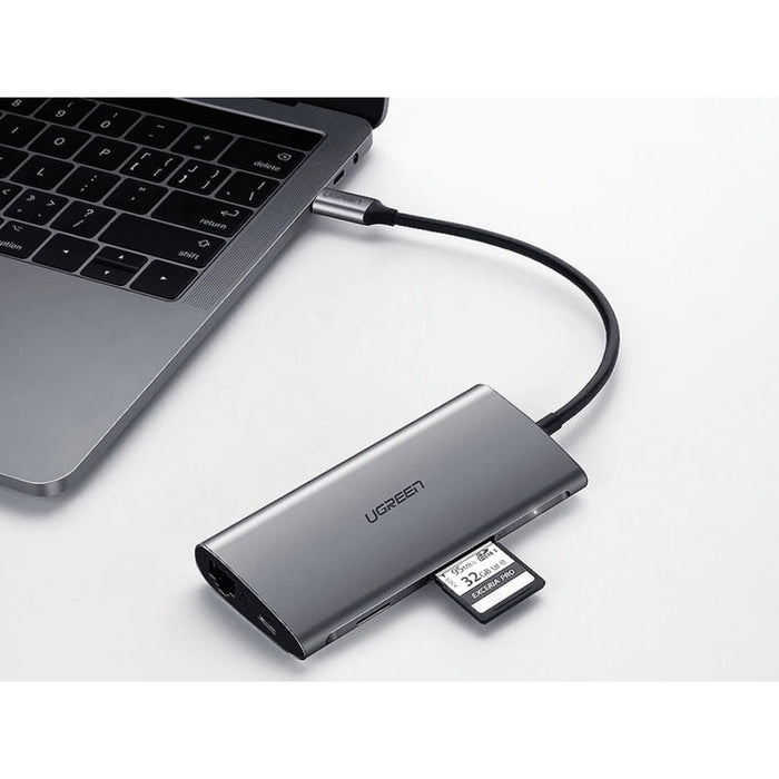 UGREEN Хъб адаптер 8-в-1 от USB-C към HDMI 4K 3x USB 3.0 