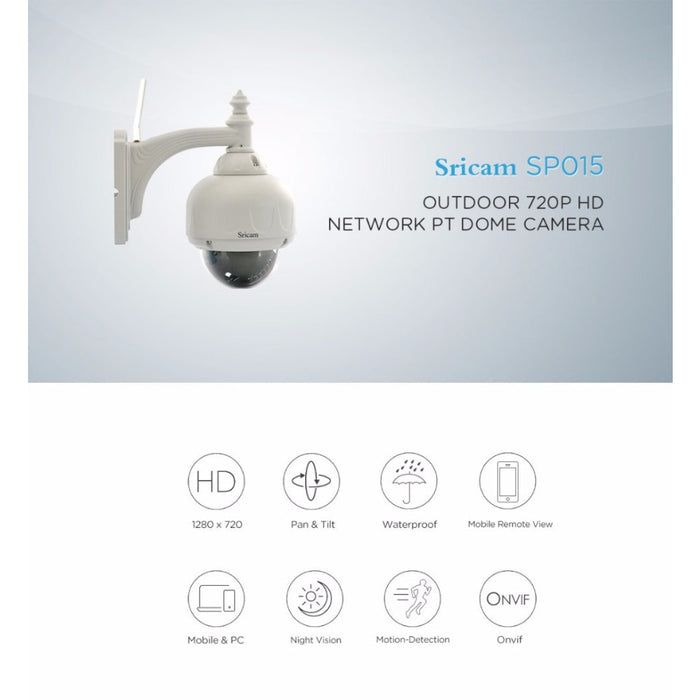 Водоустойчива IP камера с нощно виждане Sricam SP015 720P 