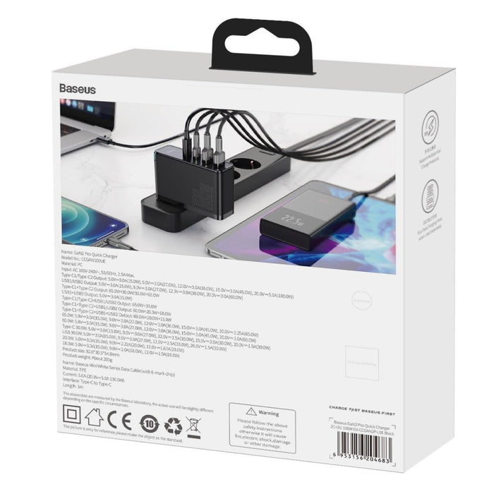 Зарядно Baseus GaN2 Pro 2x USB + 2x USB-C 100W EU