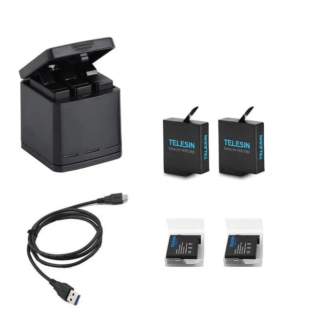 Зарядно TELESIN за батерии с 3 слота + батерии за GoPro Hero
