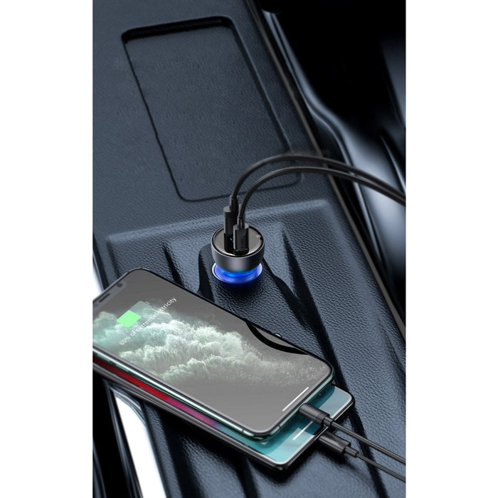 Зарядно за кола със специфичен цифров дисплей Baseus USB + 